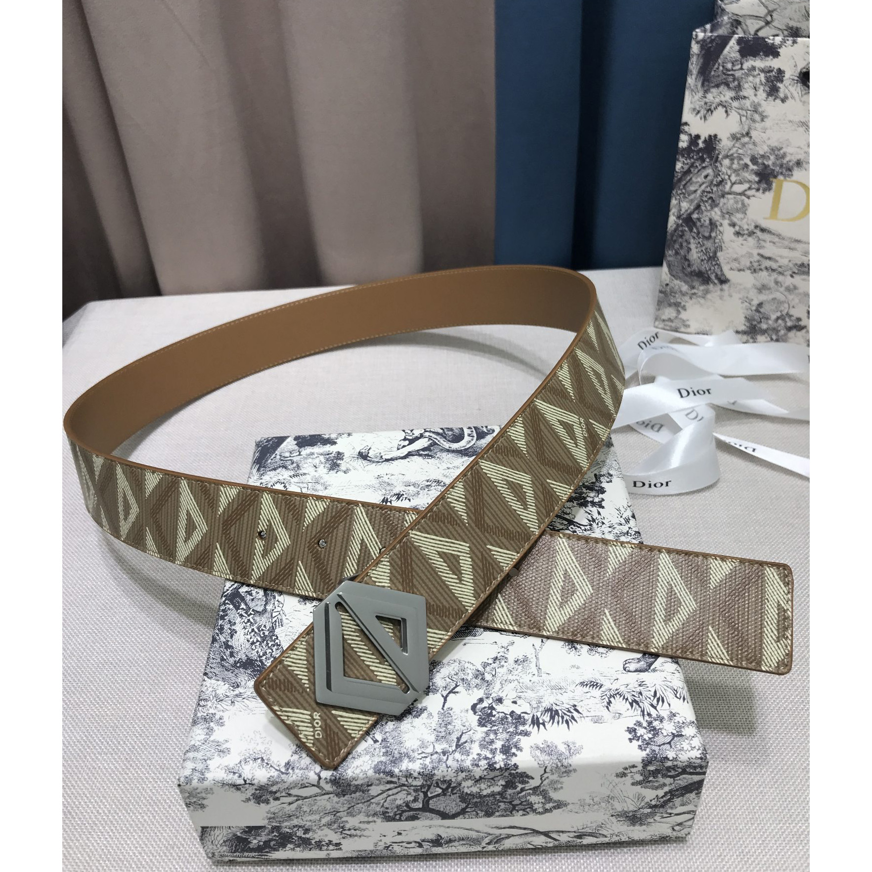 Dior CD Diamond Print  40mm Reversible Belt  - DopestKickz