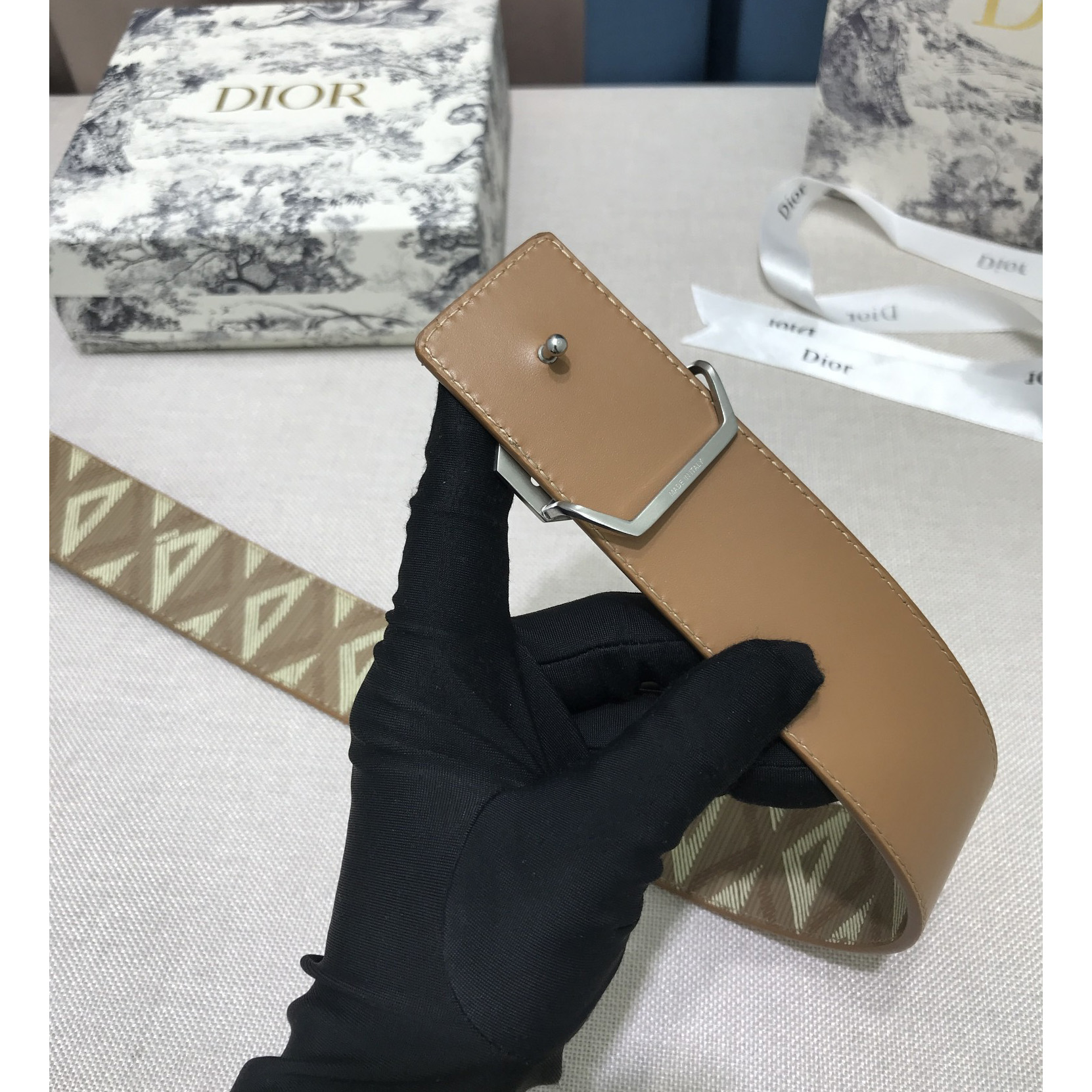 Dior CD Diamond Print  40mm Reversible Belt  - DopestKickz