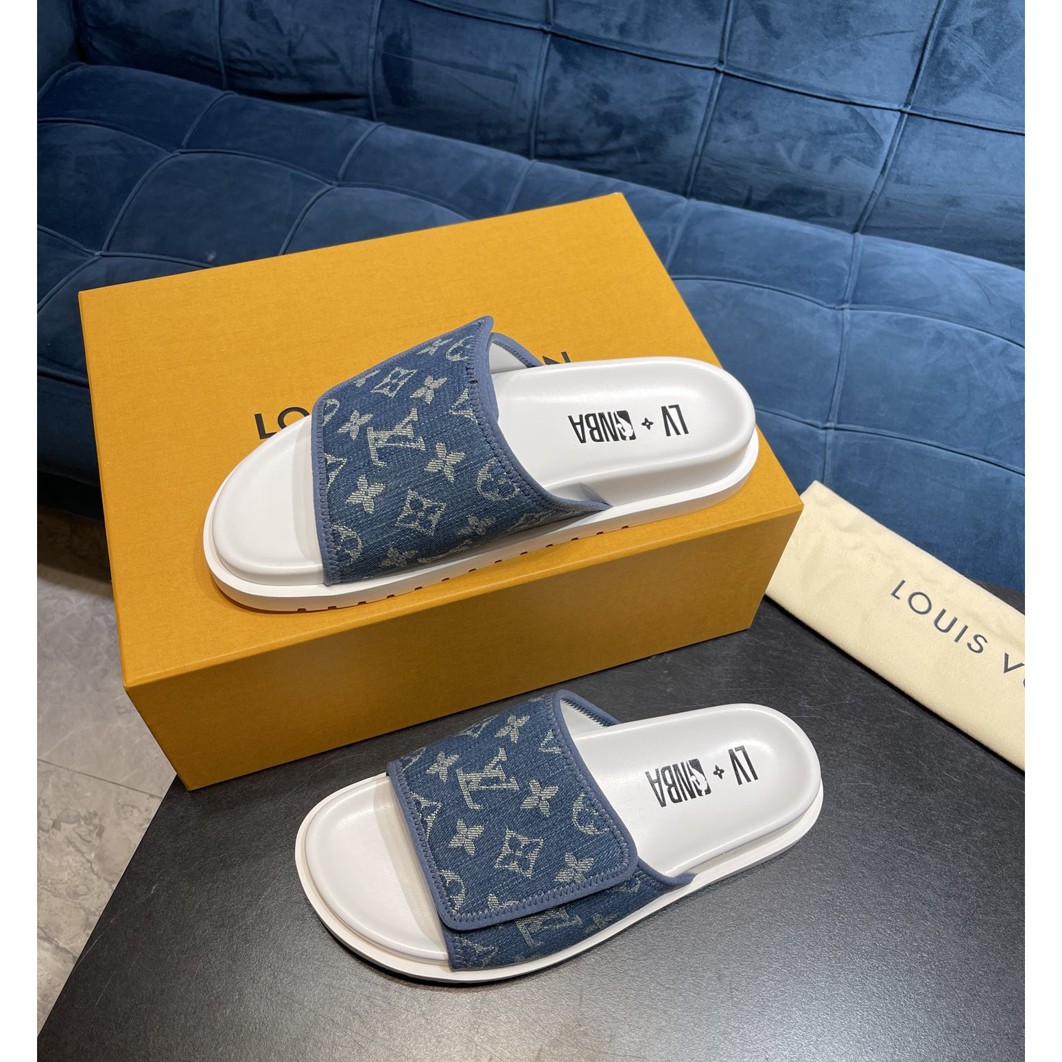 Louis Vuitton x NBA Monogram Slipper - DopestKickz