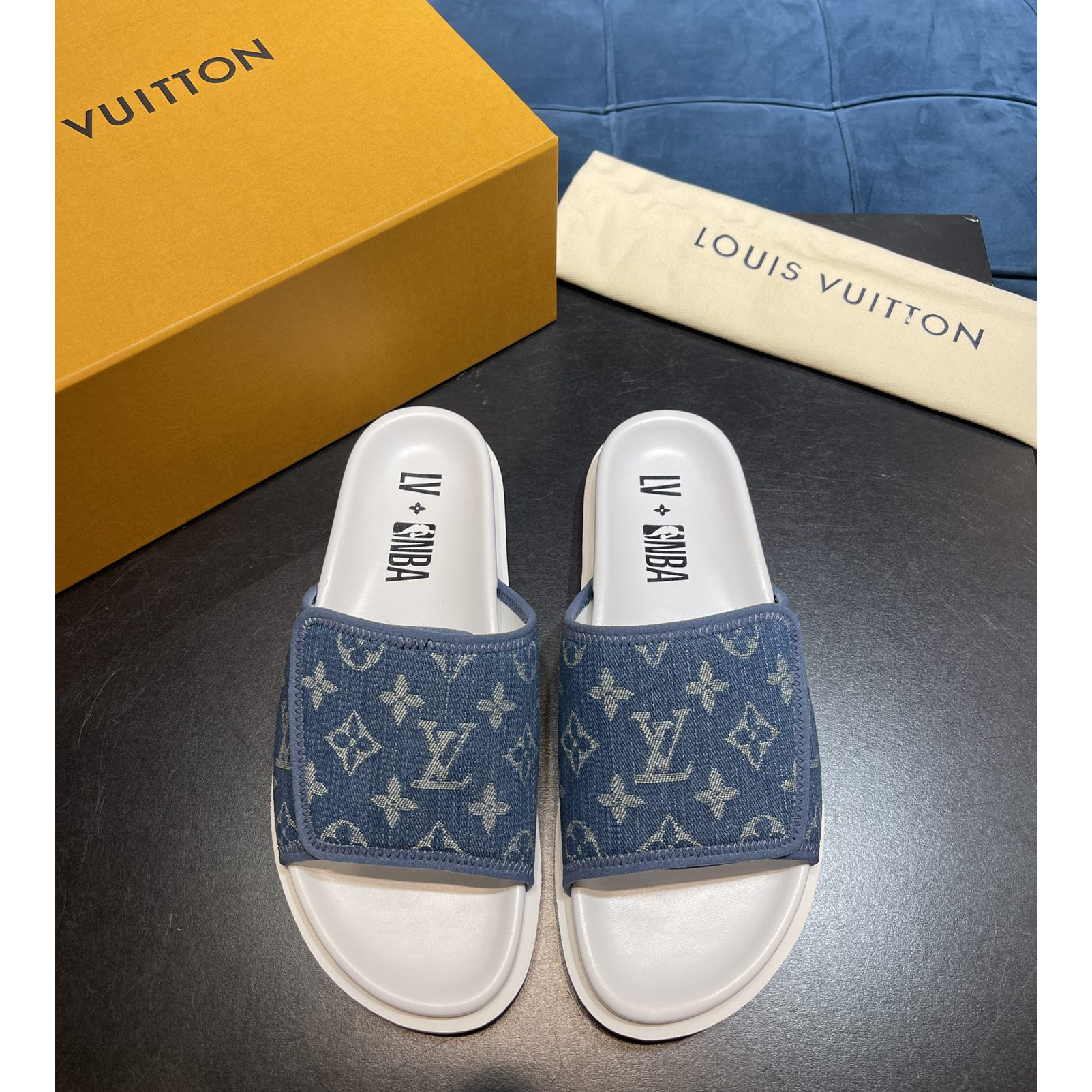 Louis Vuitton x NBA Monogram Slipper - DopestKickz