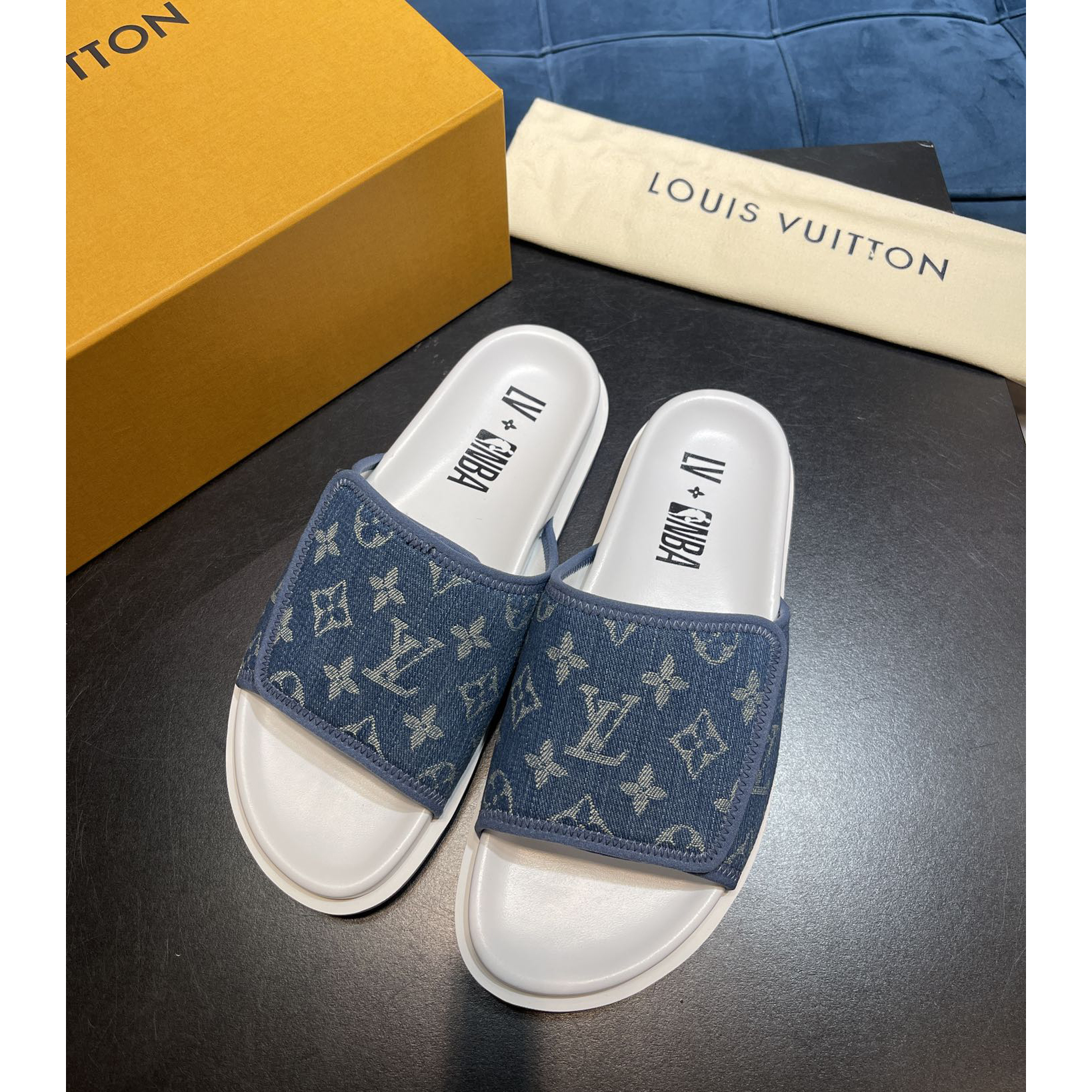 Louis Vuitton x NBA Monogram Slipper - DopestKickz