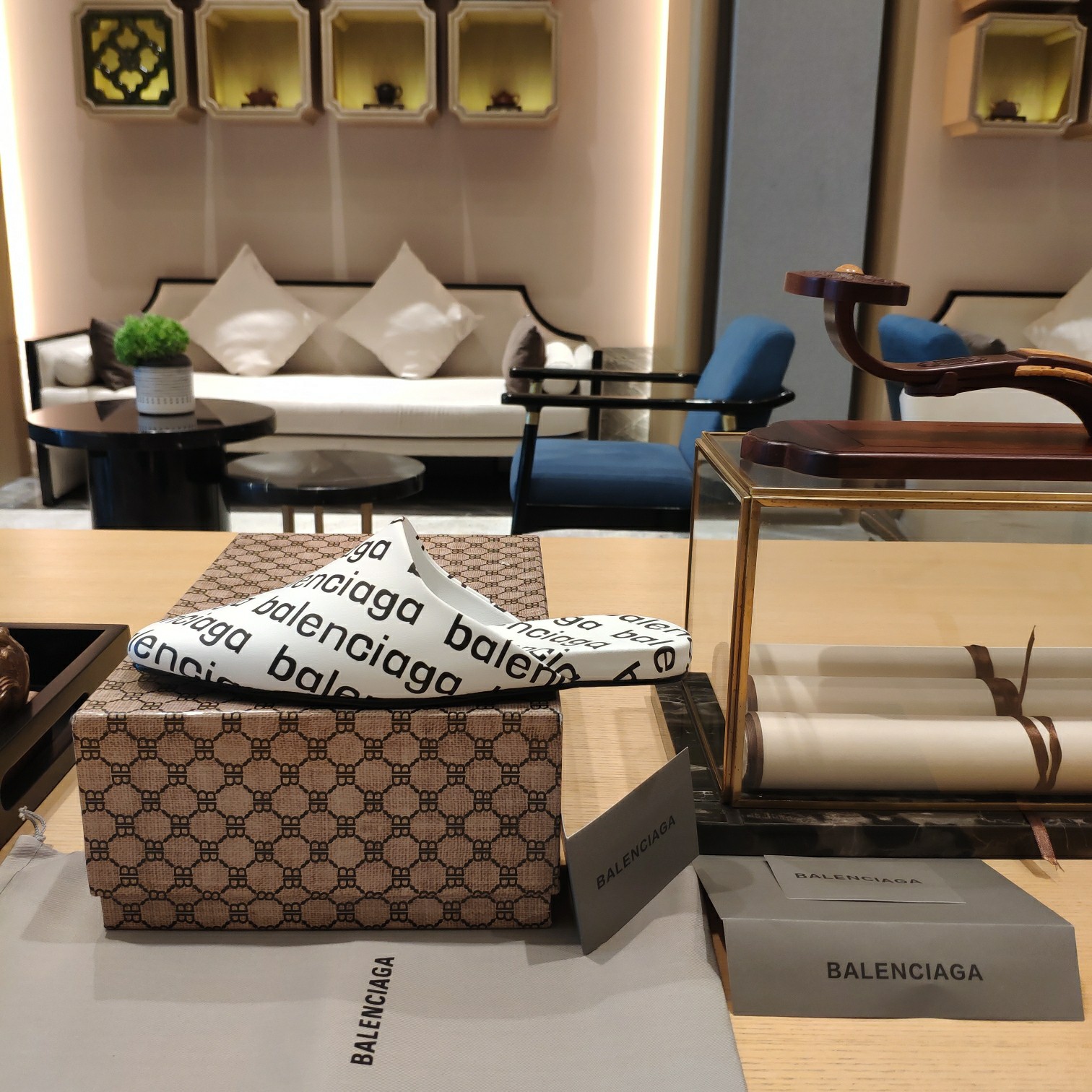 Balenciaga Logo Leather Backless Loafers - DopestKickz