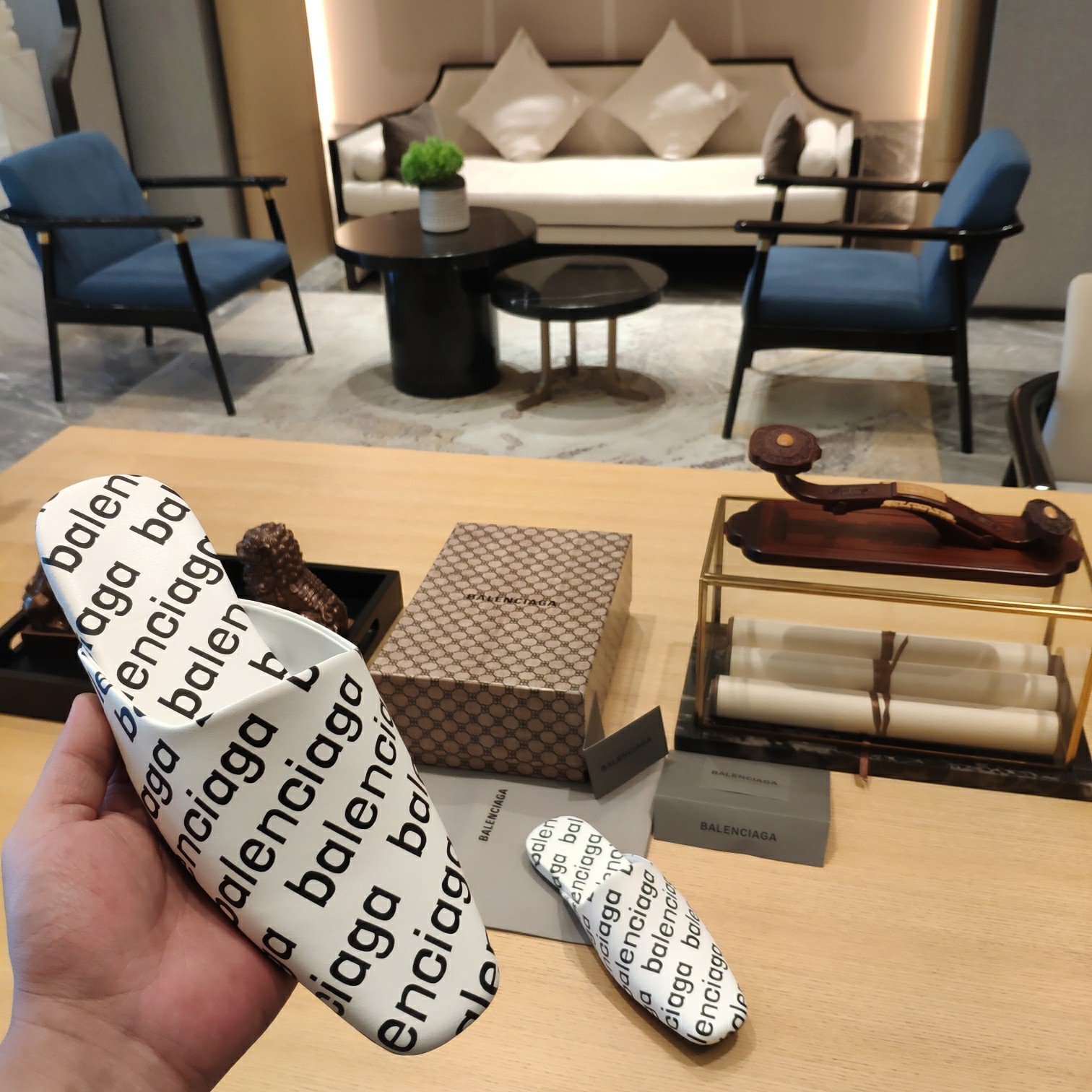 Balenciaga Logo Leather Backless Loafers - DopestKickz