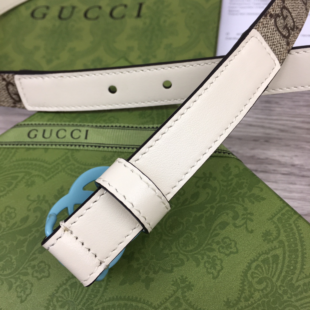 Gucci  Leather Belt With Double G Buckle  (2cm) - DopestKickz