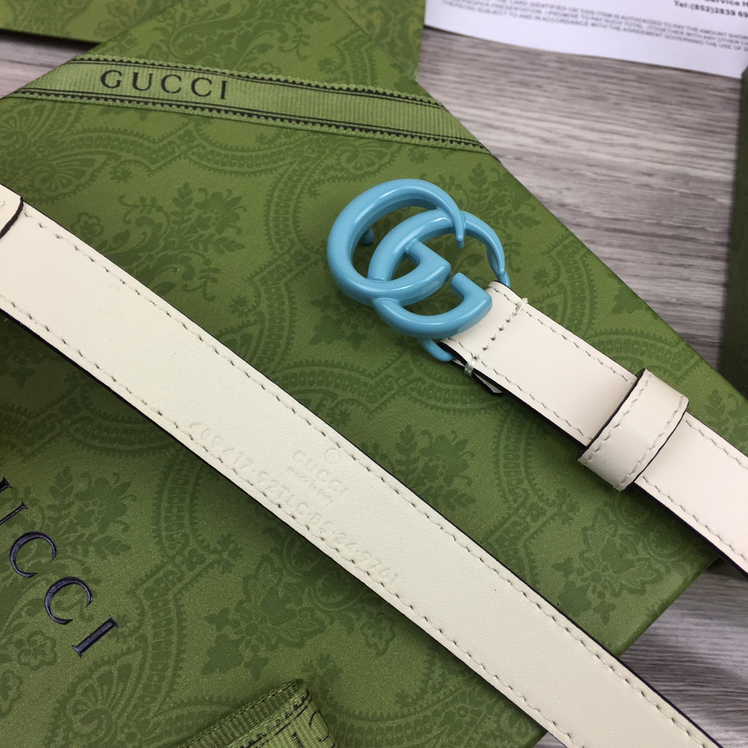 Gucci  Leather Belt With Double G Buckle  (2cm) - DopestKickz