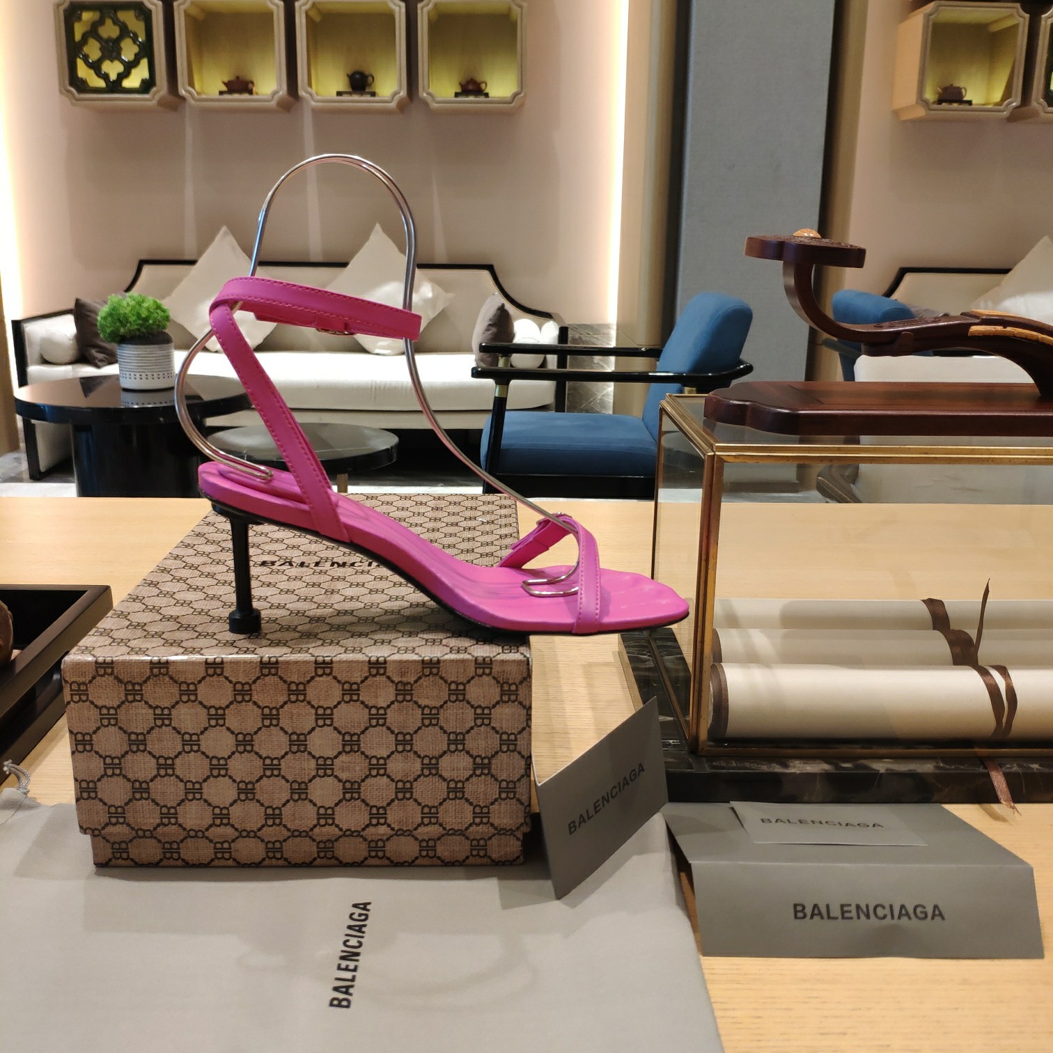 Balenciaga Logo High Heeled Sandals (7CM) - DopestKickz