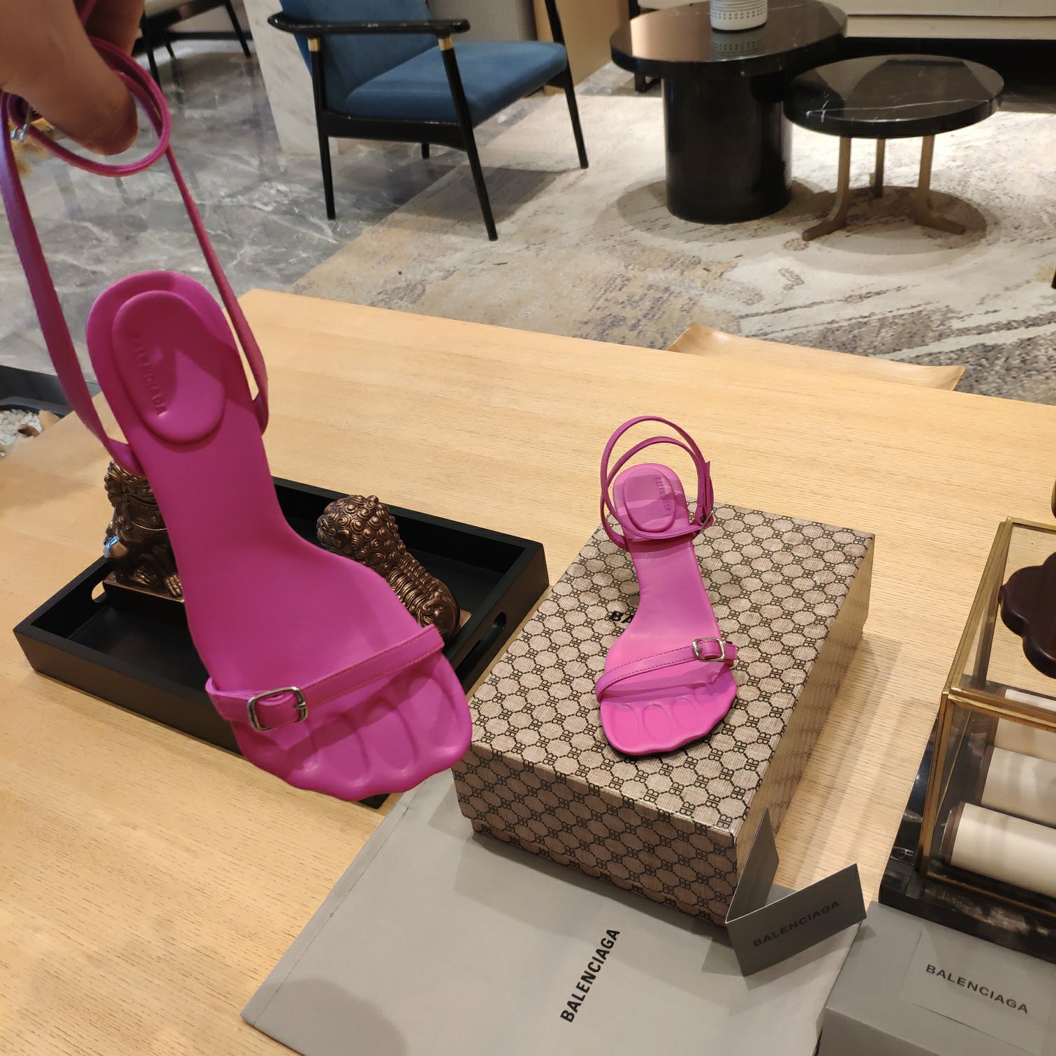 Balenciaga Logo High Heeled Sandals (7CM) - DopestKickz