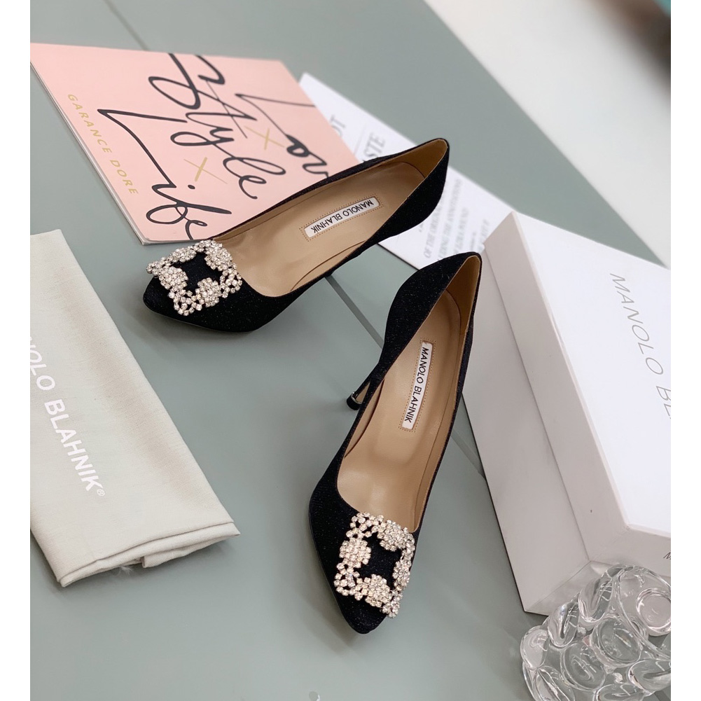 Manolo Blahnik Black Hangisi Pumps With Buckle - DopestKickz
