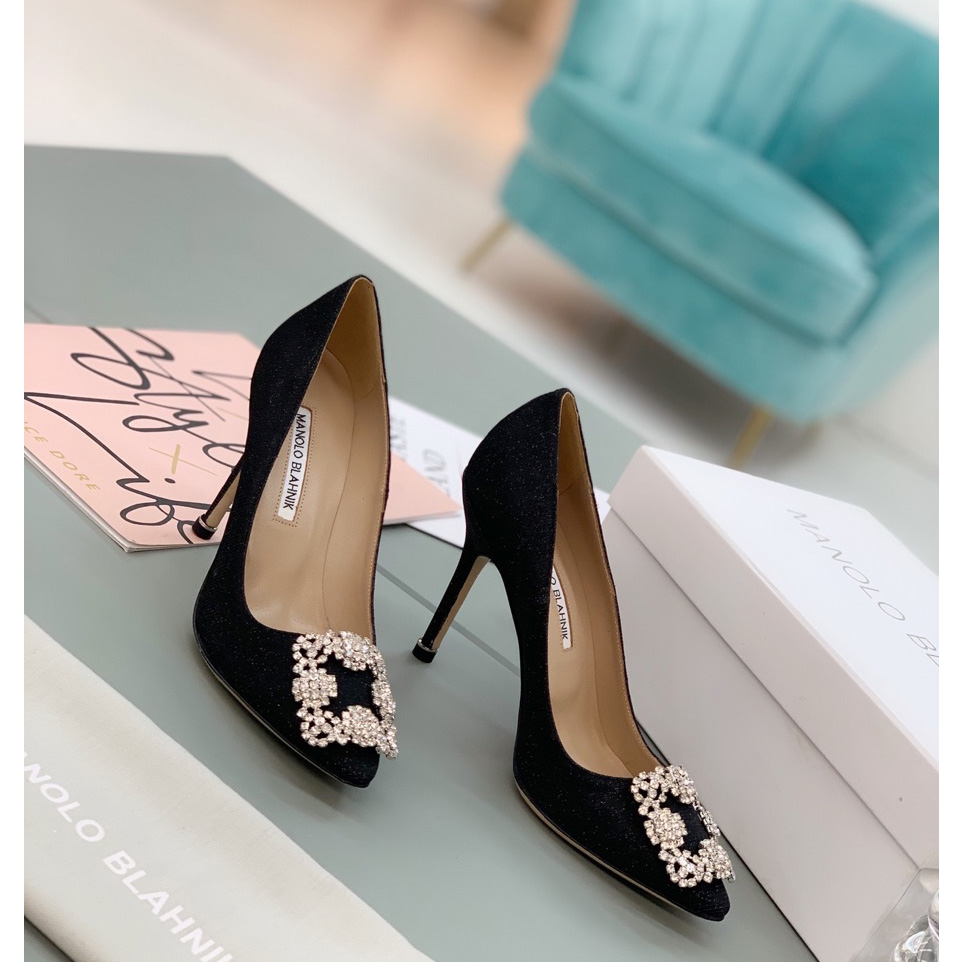 Manolo Blahnik Black Hangisi Pumps With Buckle - DopestKickz