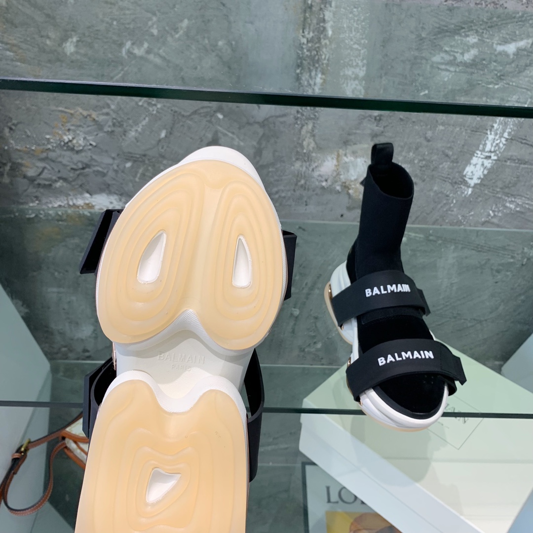 Balmain High-Top Suede And Knit Bold Sneakers  - DopestKickz