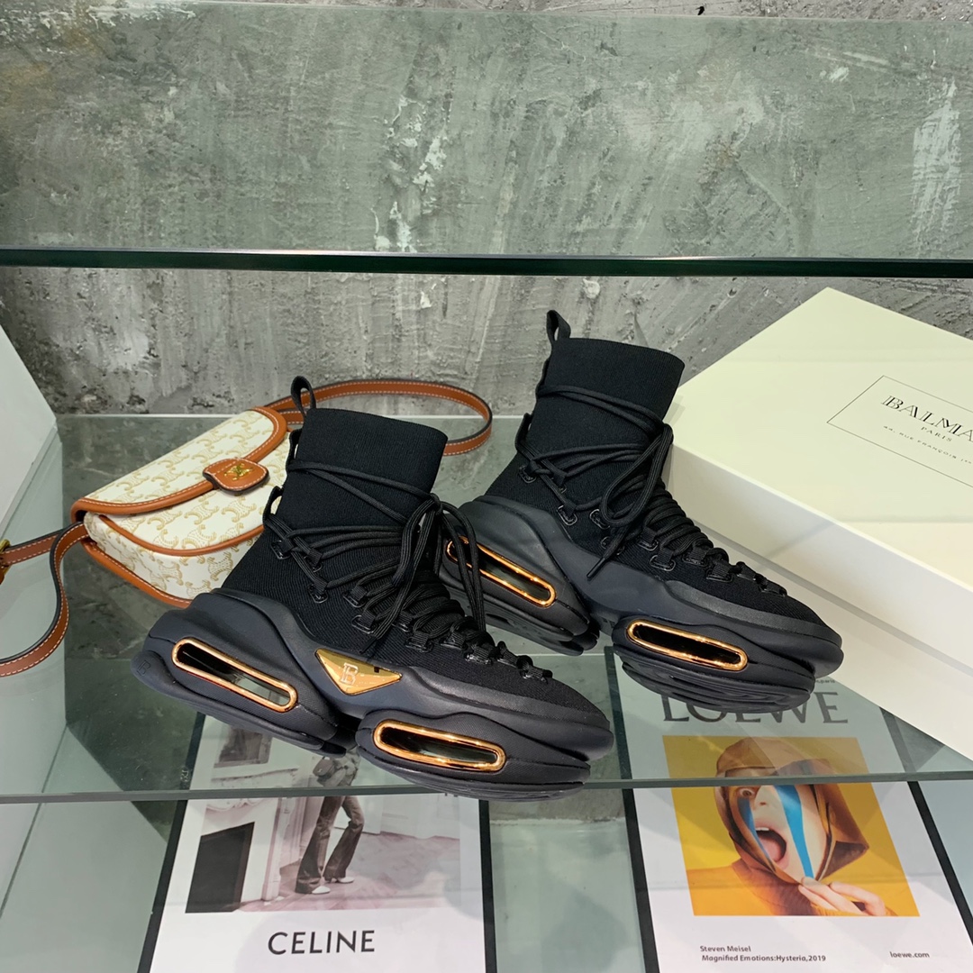 Balmain Lace Up Stockings Sneakers - DopestKickz