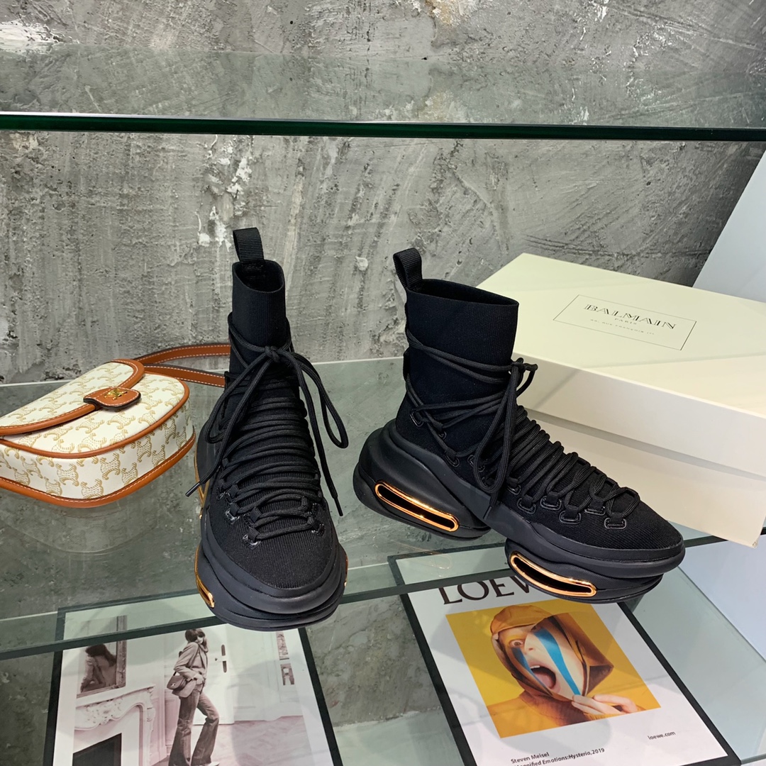 Balmain Lace Up Stockings Sneakers - DopestKickz