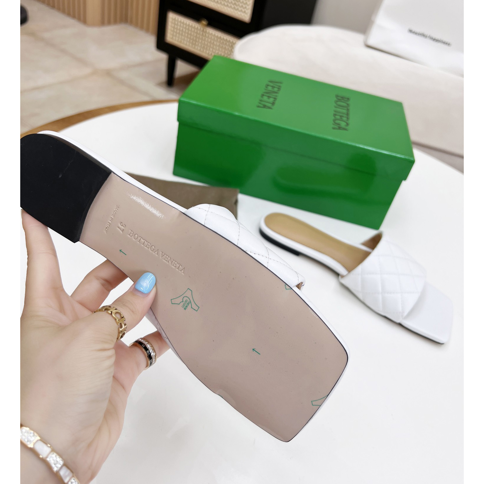 Bottega Veneta Padded Leather Sandals - DopestKickz