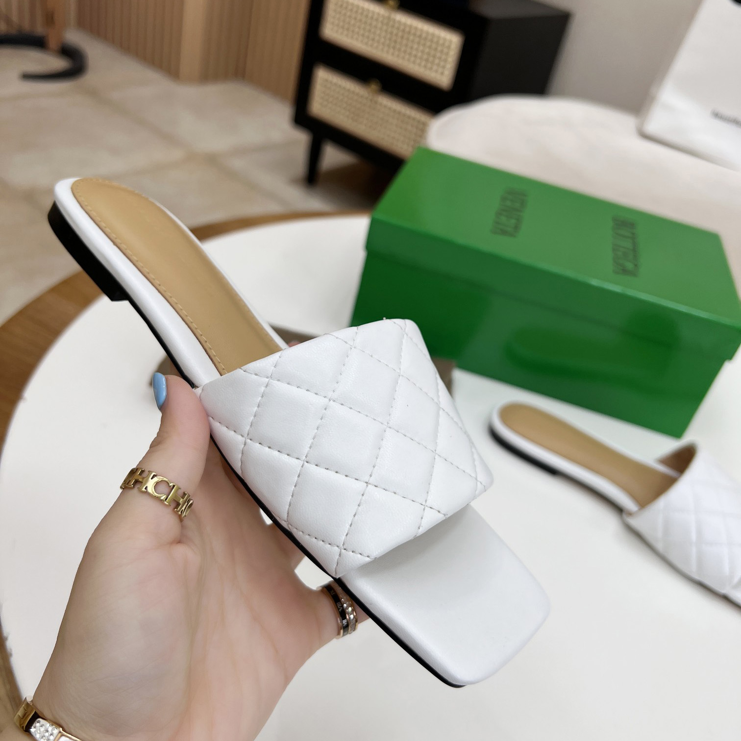 Bottega Veneta Padded Leather Sandals - DopestKickz