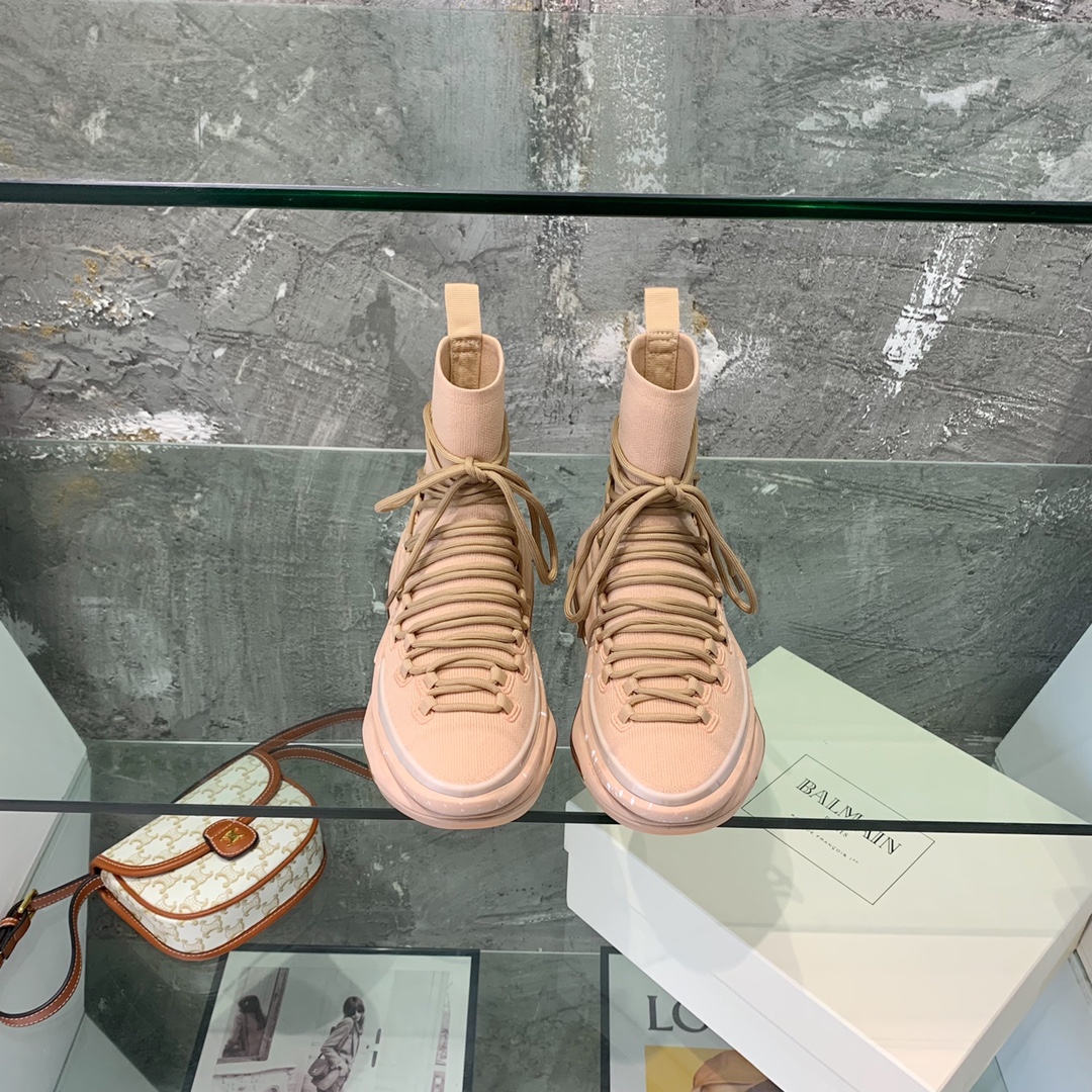 Balmain Lace Up Stockings Sneakers - DopestKickz