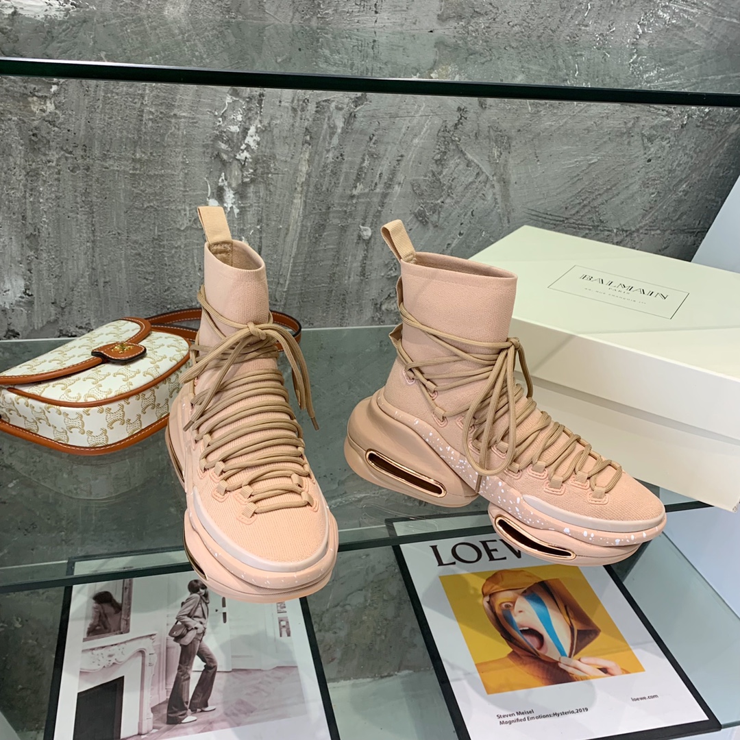 Balmain Lace Up Stockings Sneakers - DopestKickz