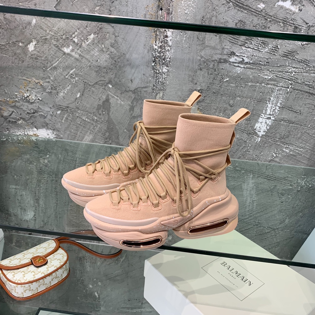 Balmain Lace Up Stockings Sneakers - DopestKickz