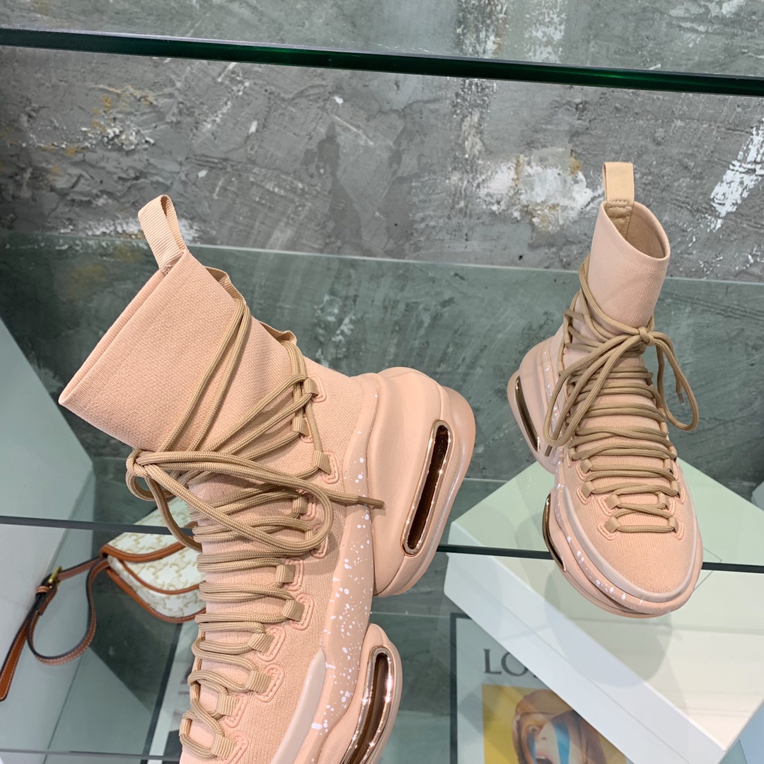 Balmain Lace Up Stockings Sneakers - DopestKickz