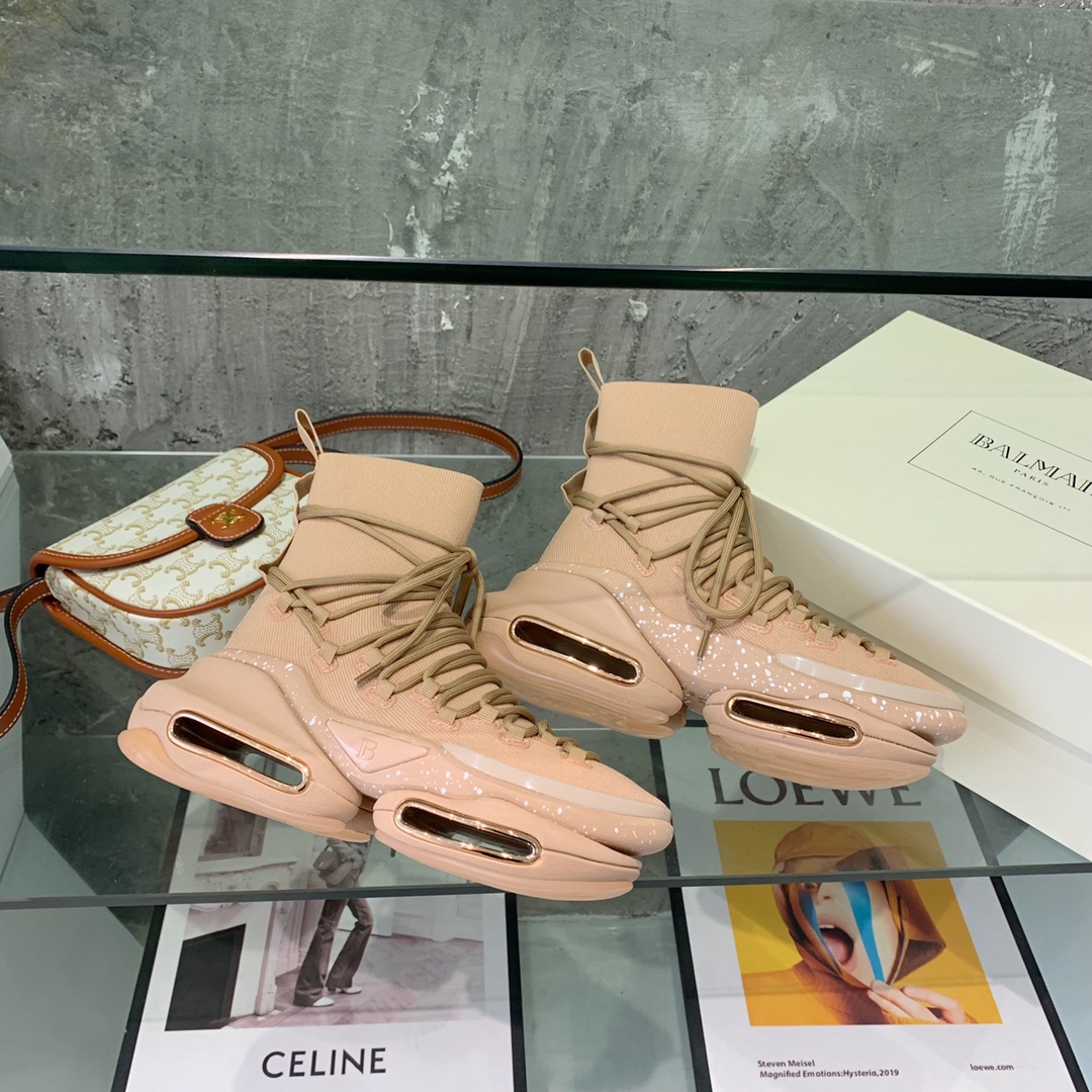 Balmain Lace Up Stockings Sneakers - DopestKickz