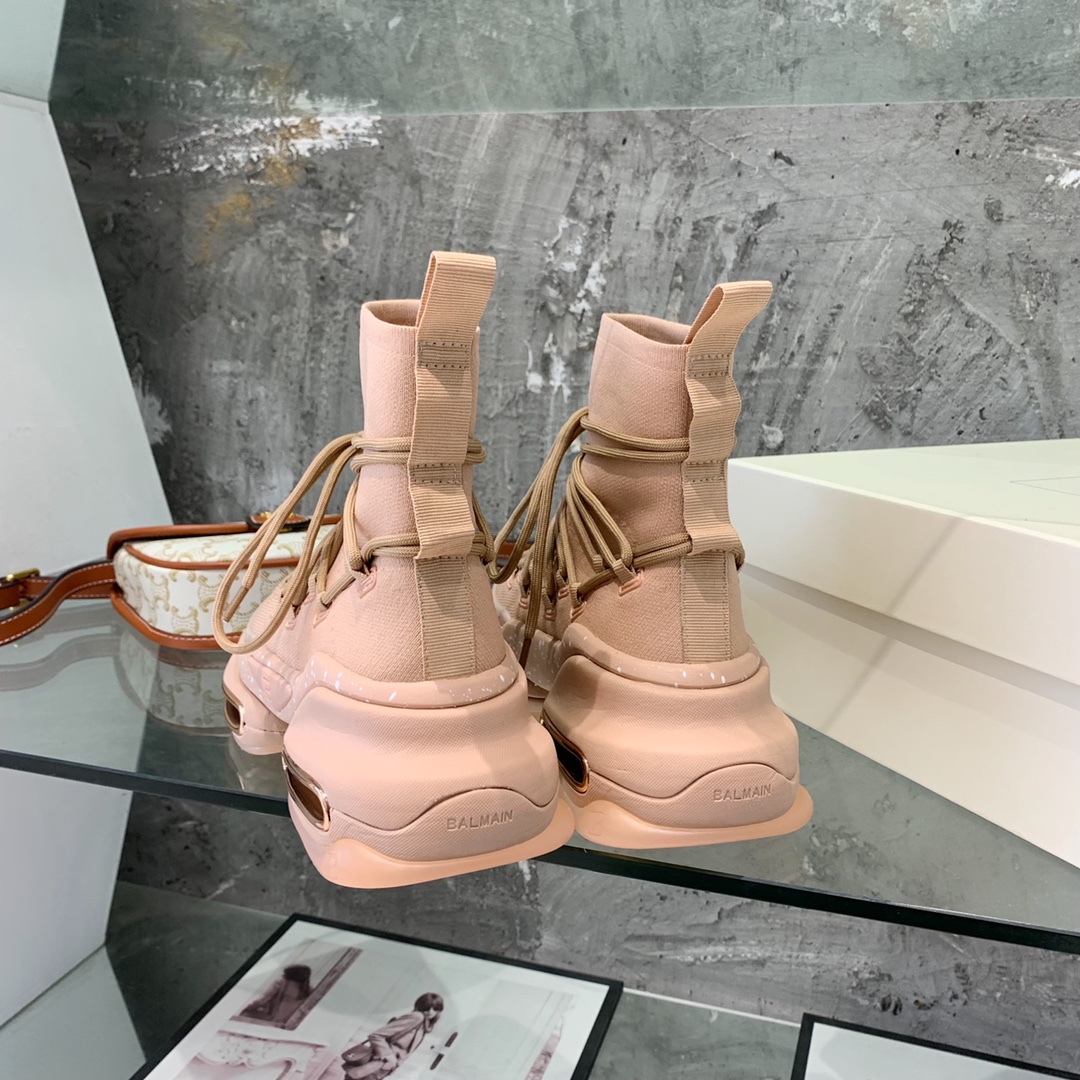 Balmain Lace Up Stockings Sneakers - DopestKickz