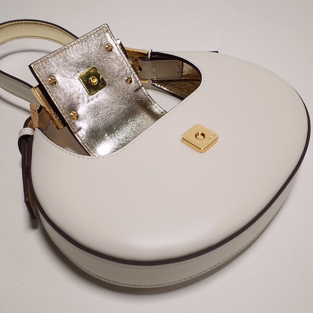 Fendi Cookie White Leather Mini Handbag（22-17.5-4.5cm） - DopestKickz