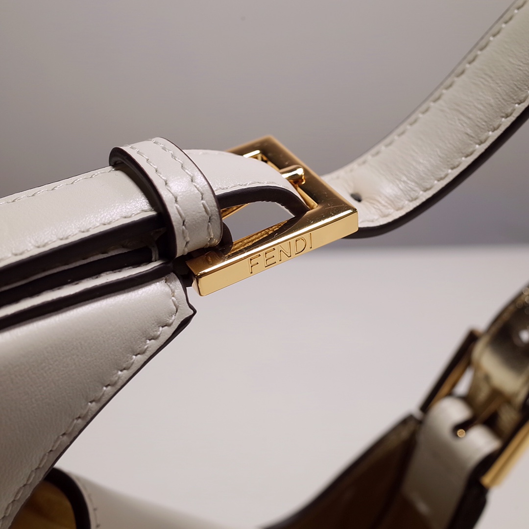 Fendi Cookie White Leather Mini Handbag（22-17.5-4.5cm） - DopestKickz