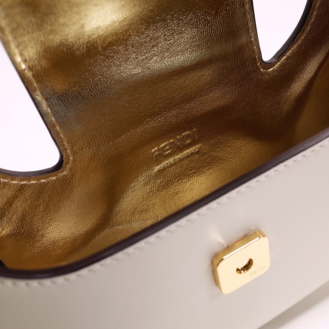 Fendi Cookie White Leather Mini Handbag（22-17.5-4.5cm） - DopestKickz