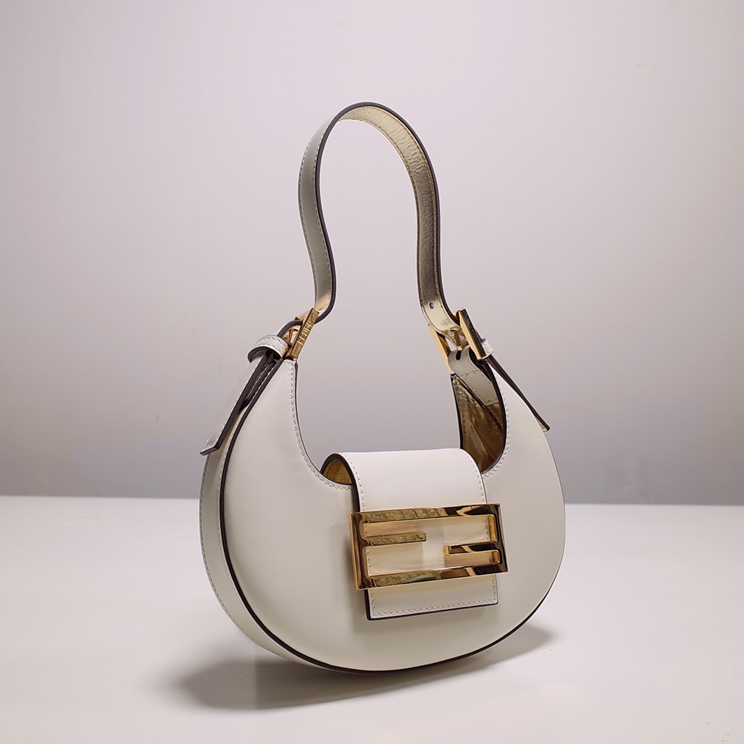 Fendi Cookie White Leather Mini Handbag（22-17.5-4.5cm） - DopestKickz