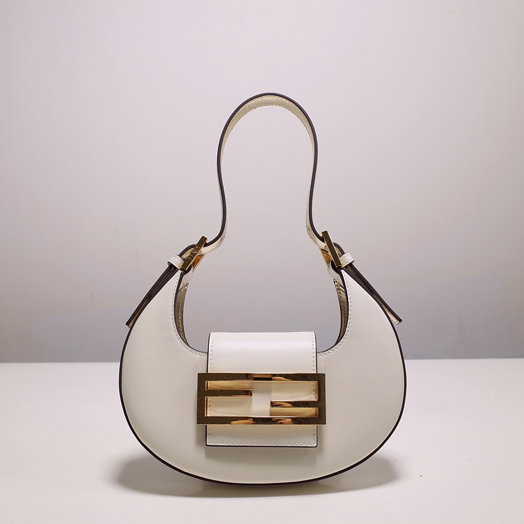 Fendi Cookie White Leather Mini Handbag（22-17.5-4.5cm） - DopestKickz