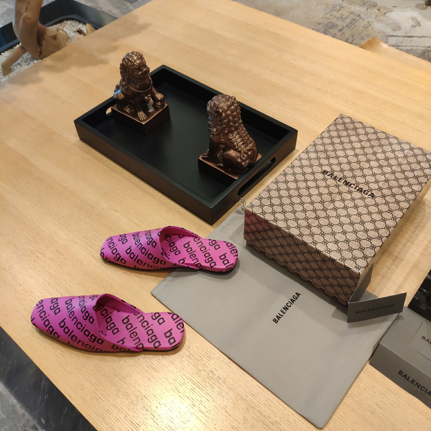 Balenciaga Logo  Leather Backless Loafers - DopestKickz