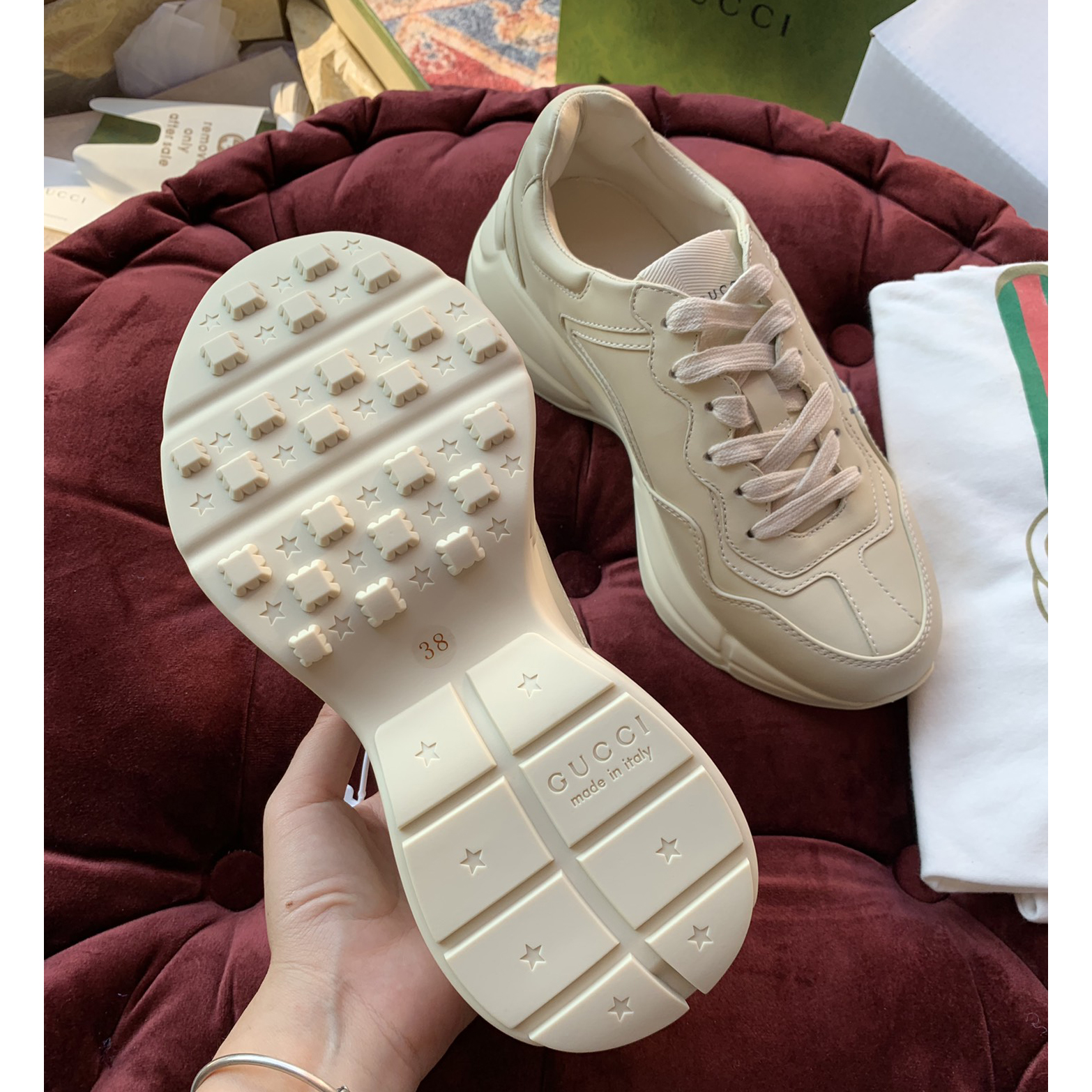 Gucci Men's Rhyton Sneaker In White - DopestKickz