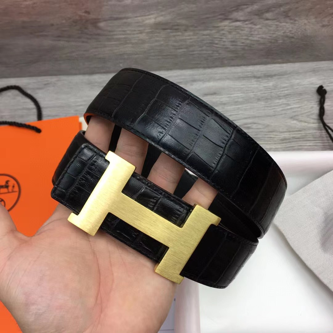 Hermes Black Leather Belt - DopestKickz