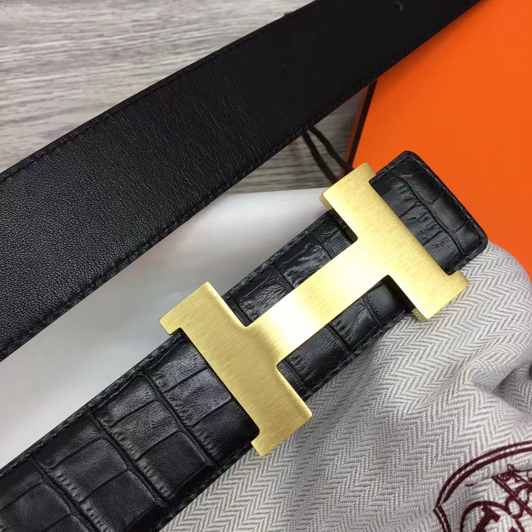 Hermes Black Leather Belt - DopestKickz