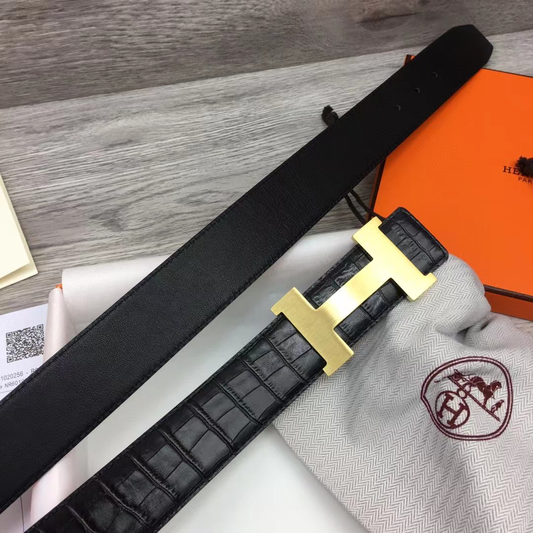 Hermes Black Leather Belt - DopestKickz
