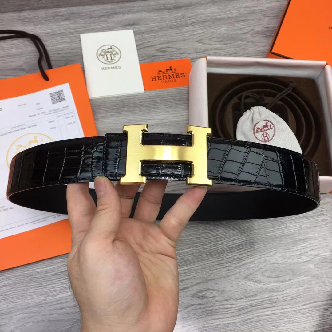 Hermes Black Leather Belt - DopestKickz
