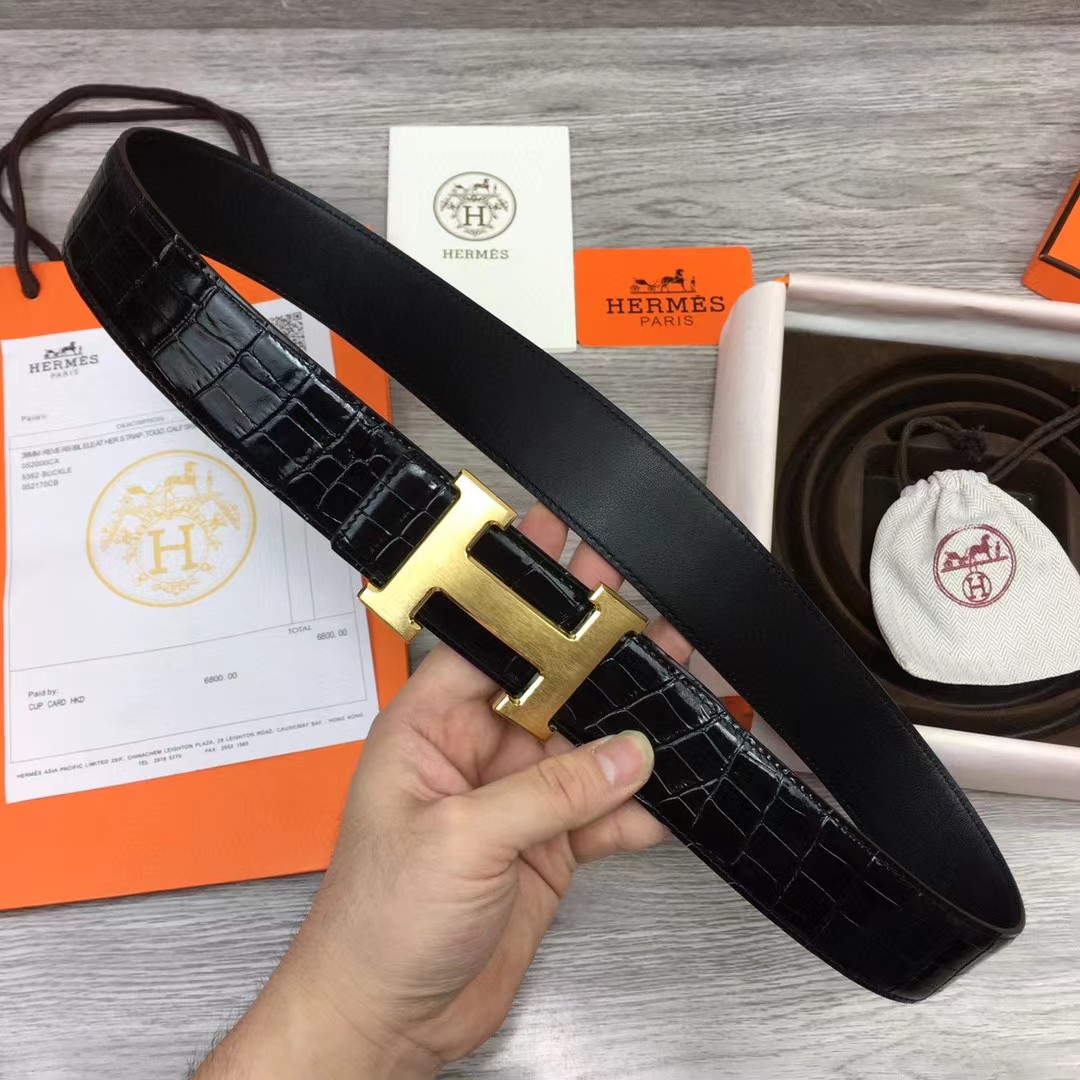 Hermes Black Leather Belt - DopestKickz