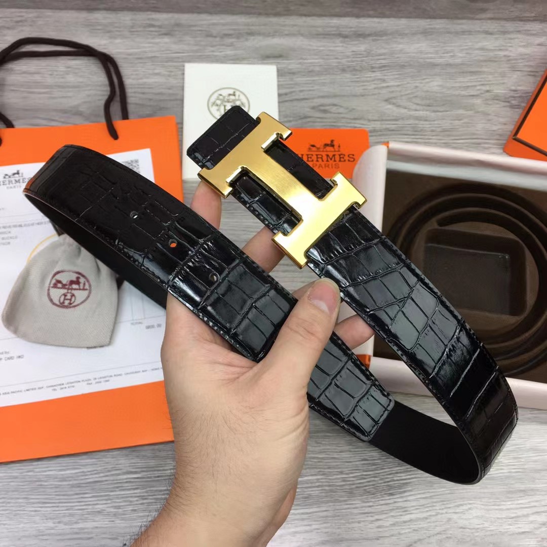 Hermes Black Leather Belt - DopestKickz