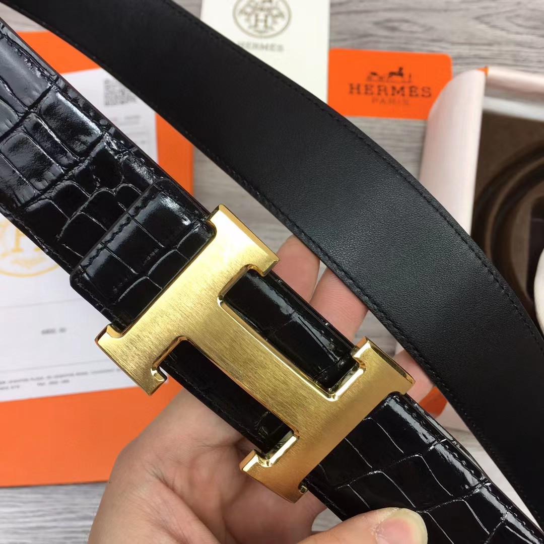 Hermes Black Leather Belt - DopestKickz