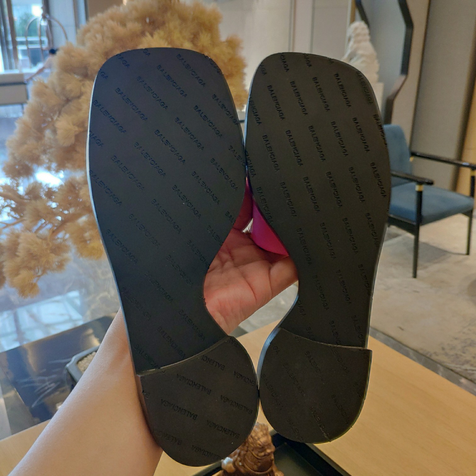 Balenciaga Logo Leather Slide Sandal - DopestKickz