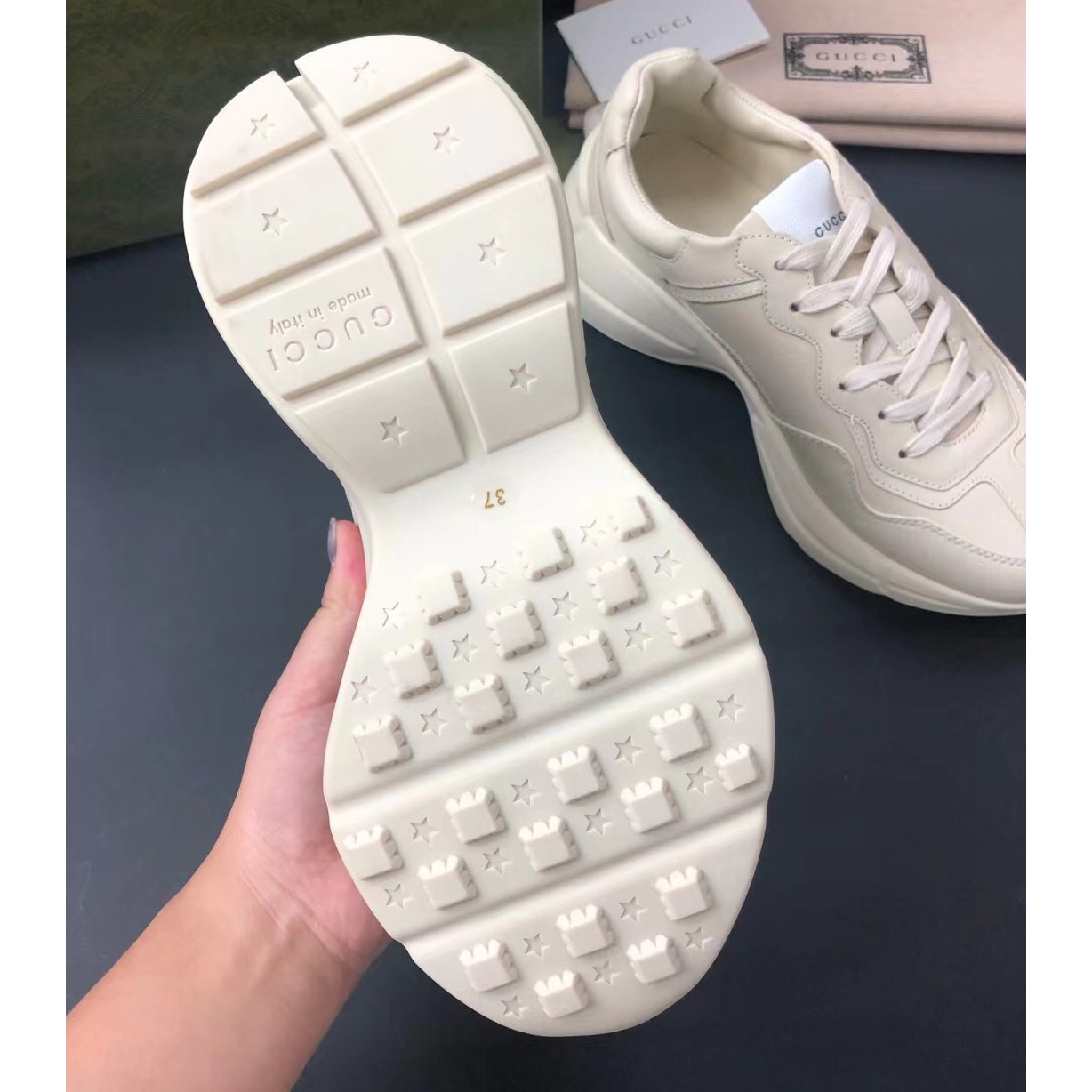 Gucci Men's Rhyton Sneaker In White - DopestKickz