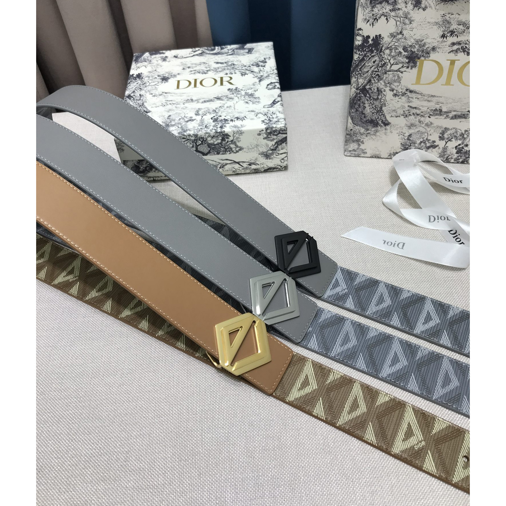 Dior CD Diamond Print  35mm Reversible Belt  - DopestKickz