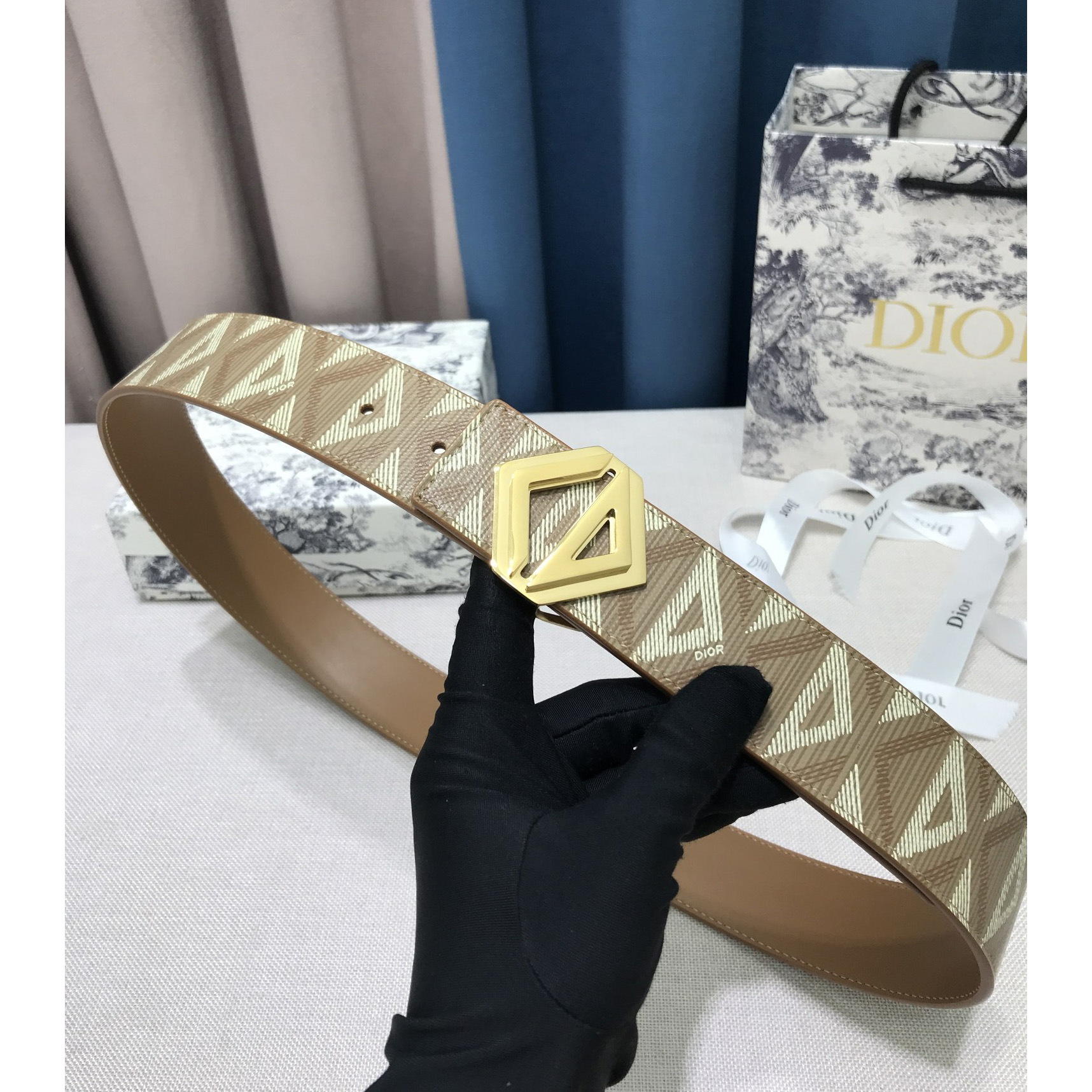 Dior CD Diamond Print  35mm Reversible Belt  - DopestKickz