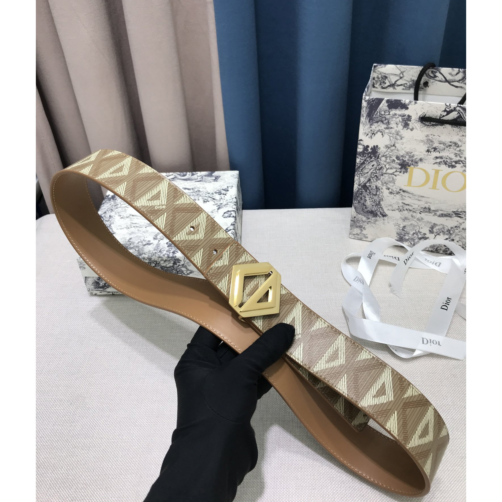 Dior CD Diamond Print  35mm Reversible Belt  - DopestKickz