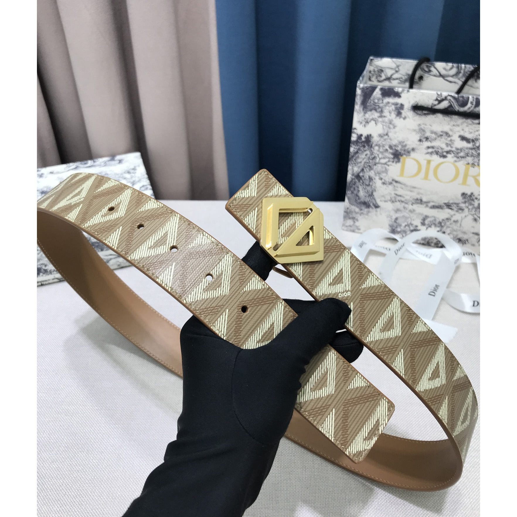 Dior CD Diamond Print  35mm Reversible Belt  - DopestKickz