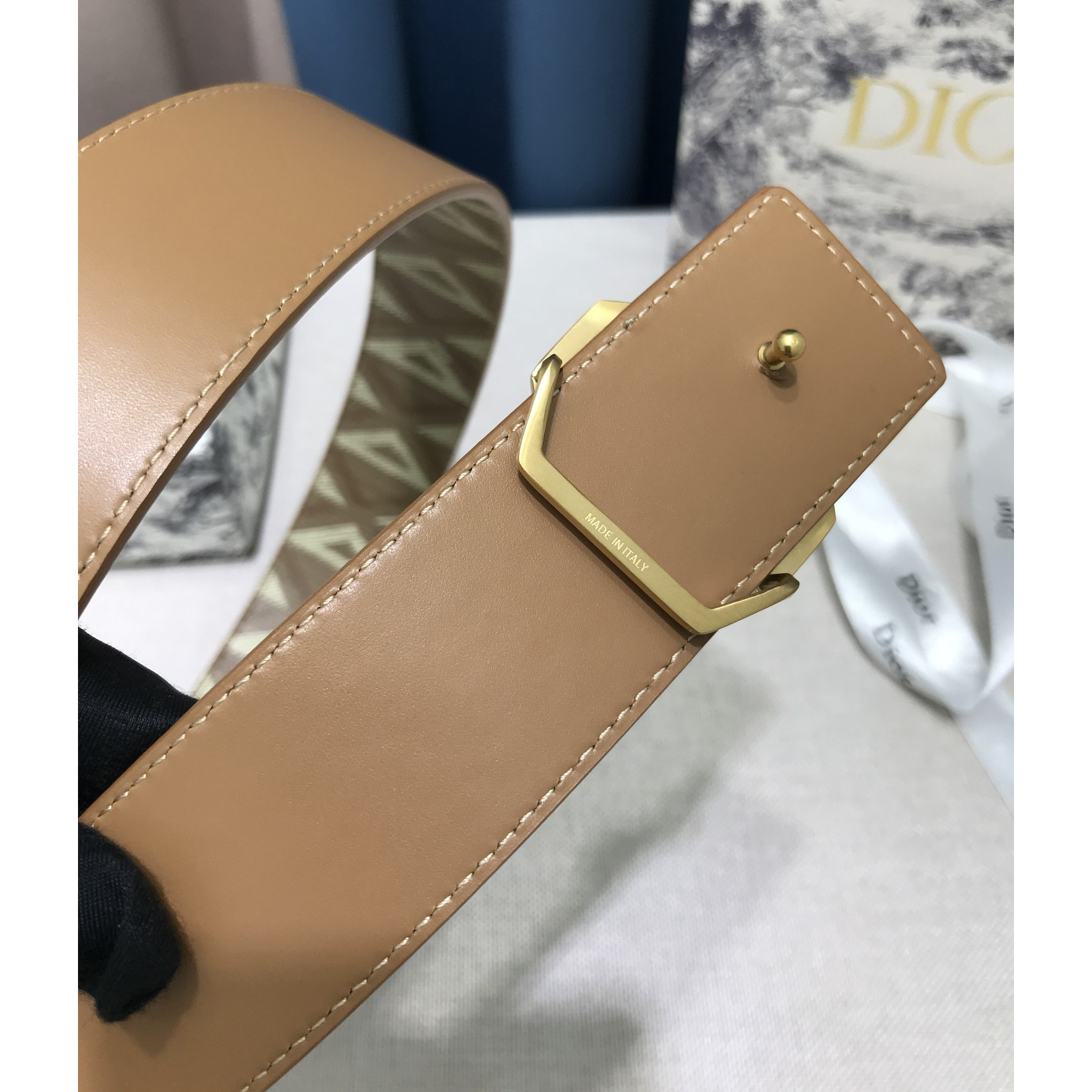 Dior CD Diamond Print  35mm Reversible Belt  - DopestKickz