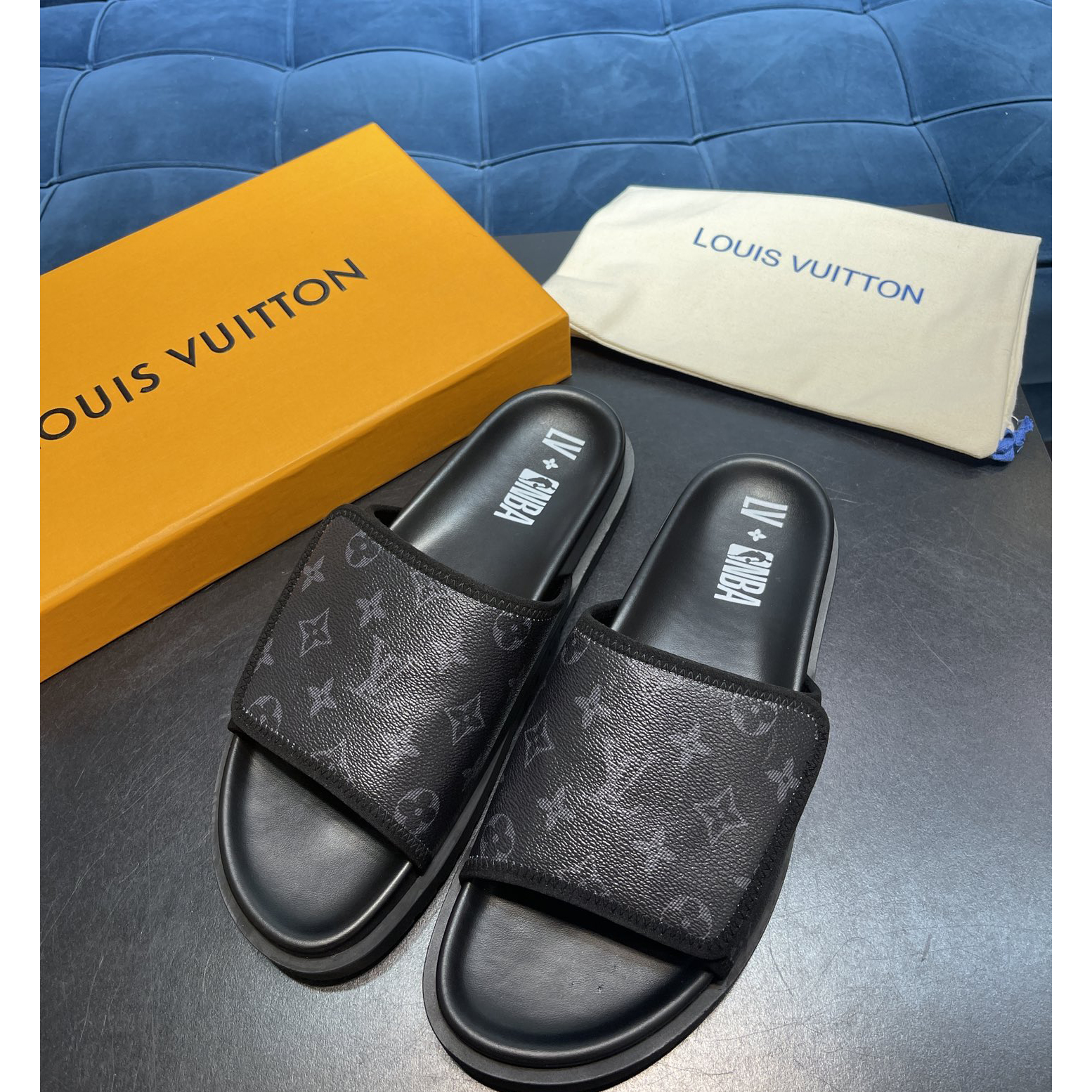Louis Vuitton x NBA Monogram Slipper - DopestKickz