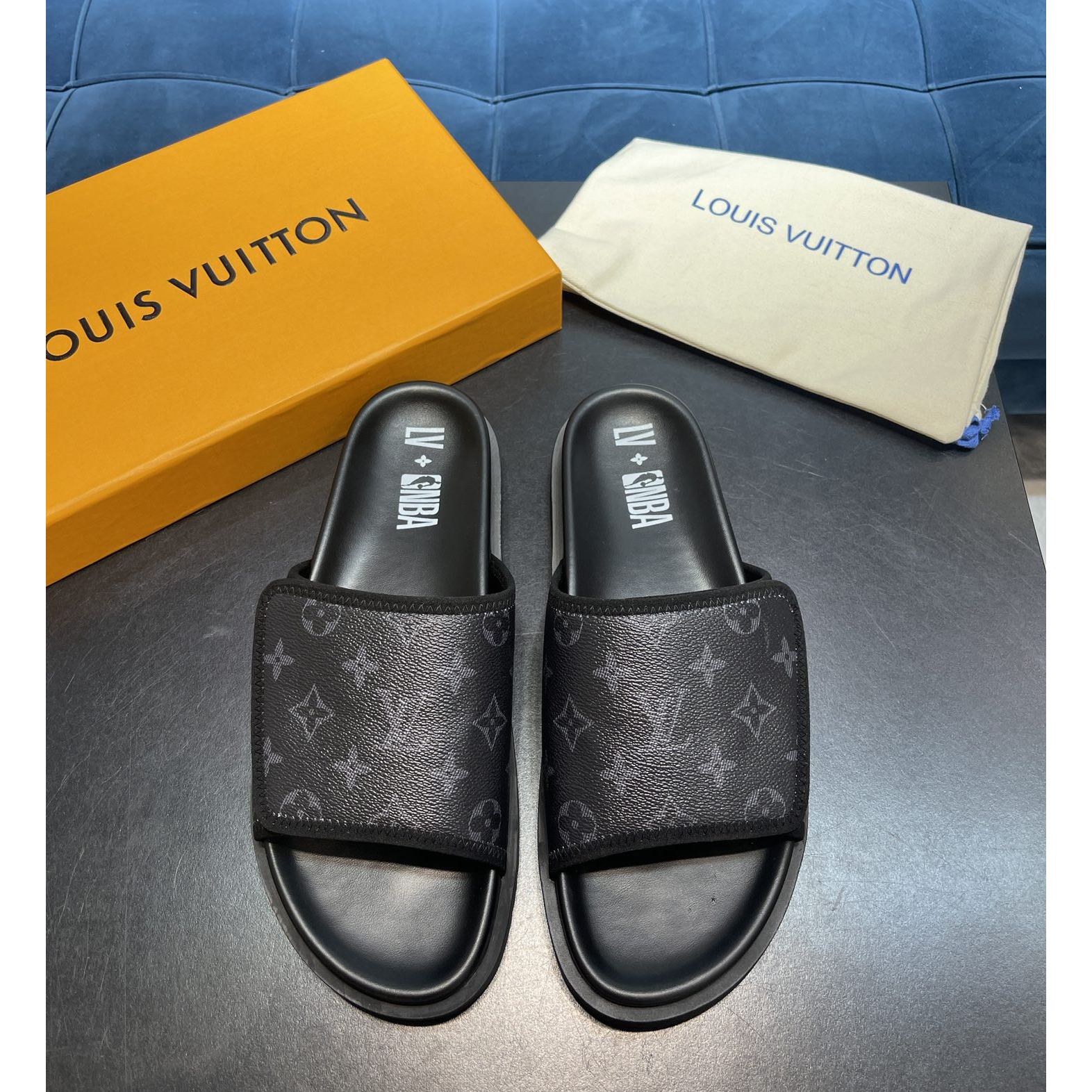 Louis Vuitton x NBA Monogram Slipper - DopestKickz