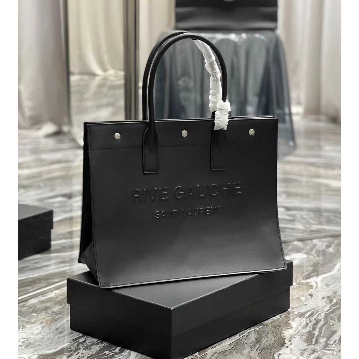 Saint Laurent Rive Gauche Small Tote Bag In Smooth Leather(39-31-18cm) - DopestKickz