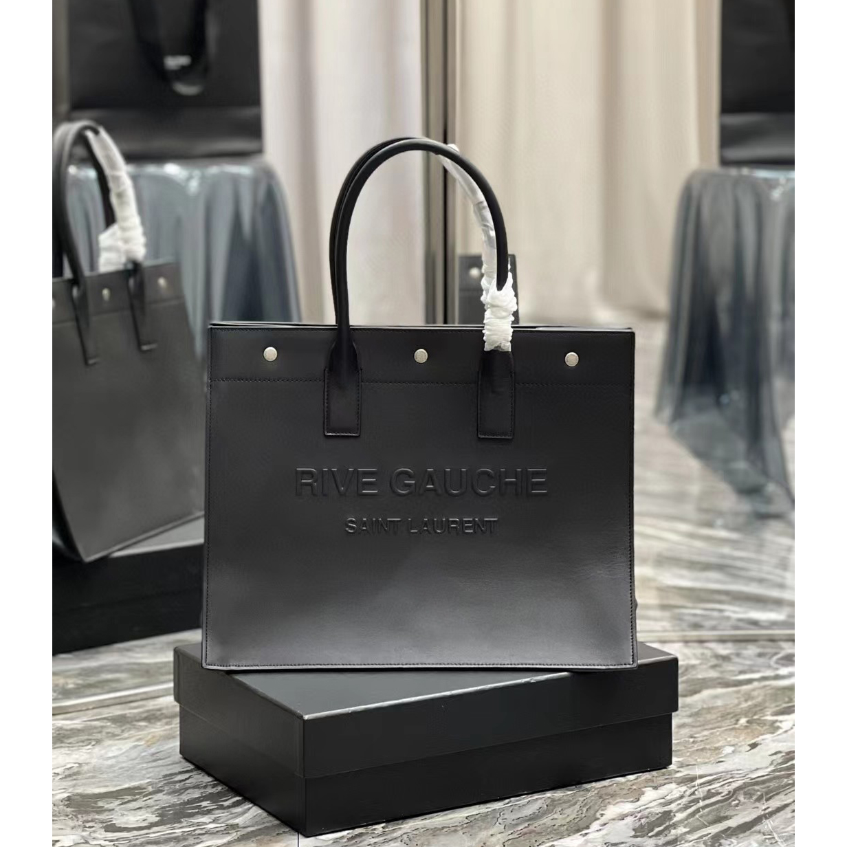 Saint Laurent Rive Gauche Small Tote Bag In Smooth Leather(39-31-18cm) - DopestKickz