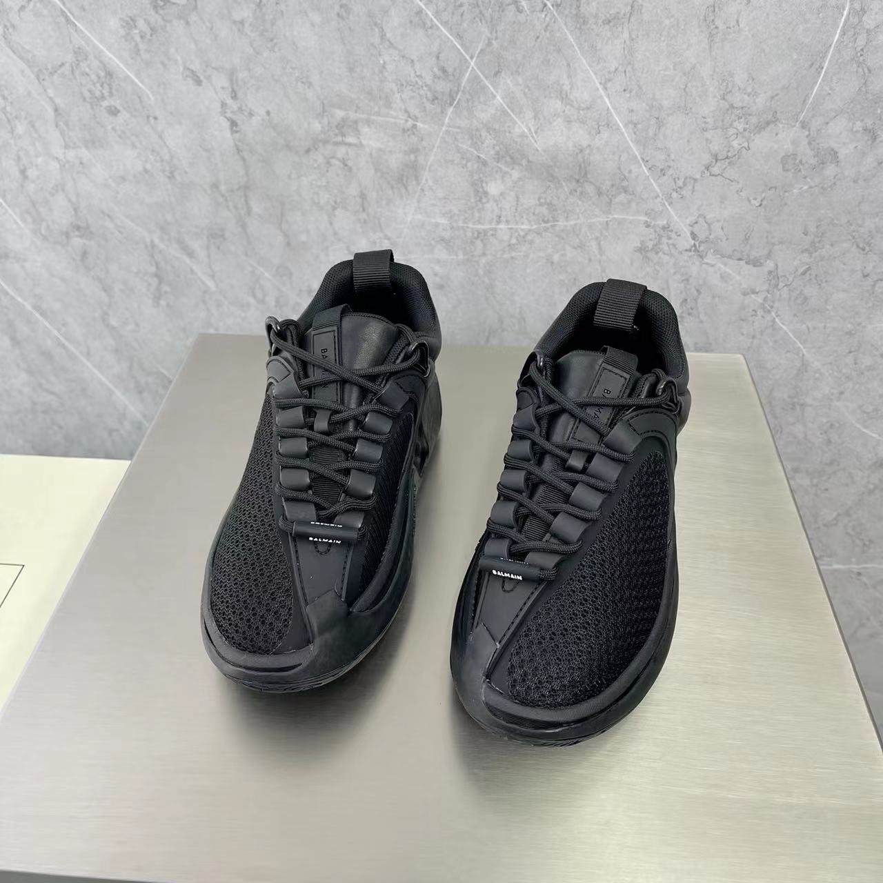 Balmain Bicolor Gummy Leather And Mesh B-Runner Sneakers - DopestKickz